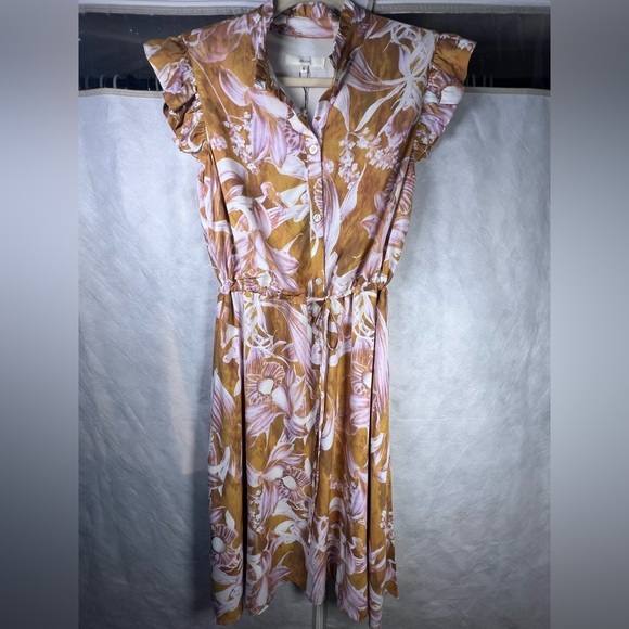 NWT Atelier New York Floral Print Midi Dress in Copper & Pink size 6 - Picture 10 of 13